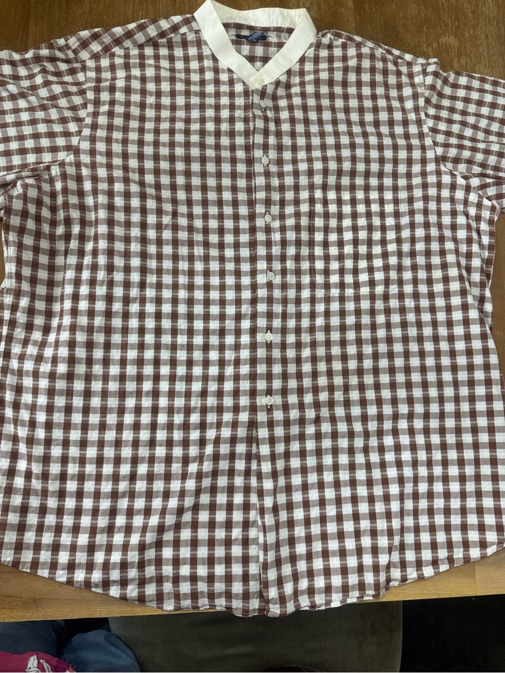 Paul Fredrick Brown and White Gingham Button-Down Shirt